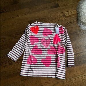 Crewcuts Striped Kids Shirt with Pink Hearts size 14 years  new